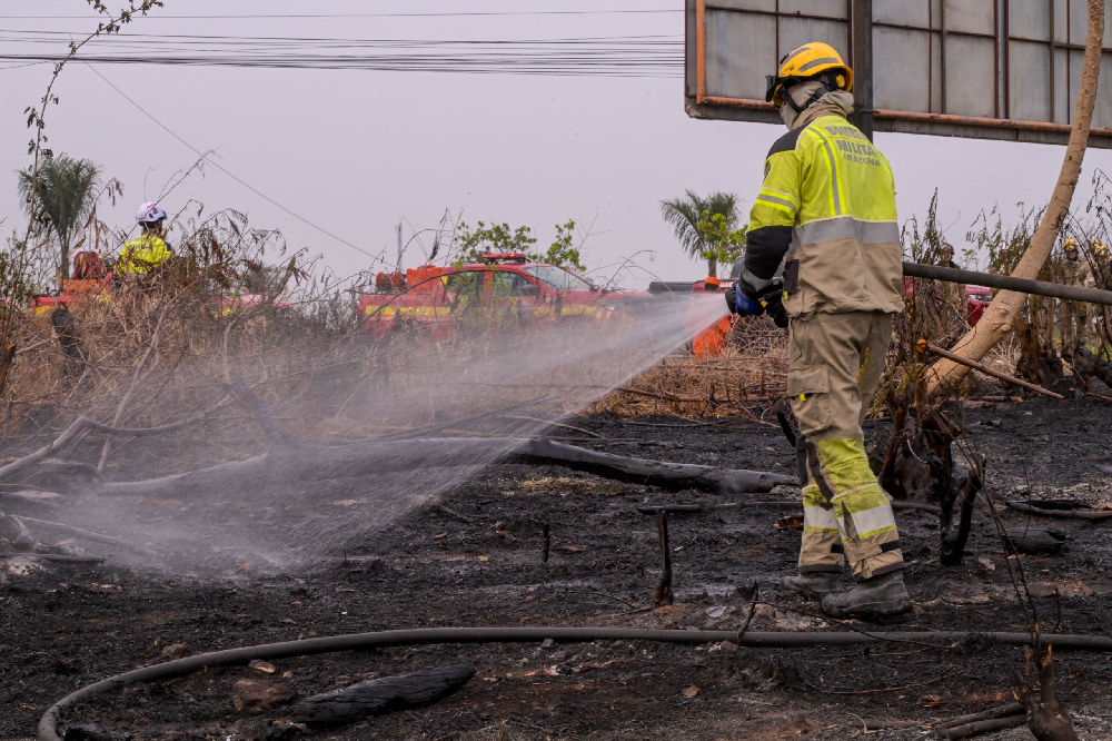 Bombeiros combatem incêndio florestal que atingiu cerca de 700 hectares em Iranduba.