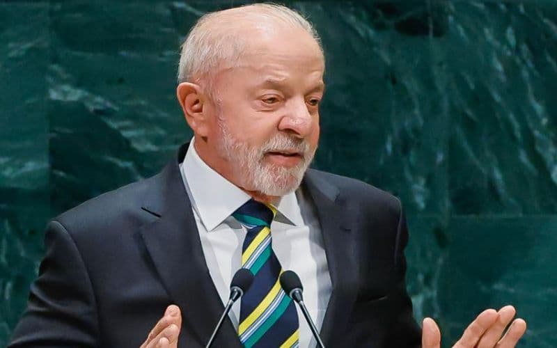 Presidente Luiz Inácio Lula da Silva durante discurso na Assembleia Geral da ONU, em Nova York.