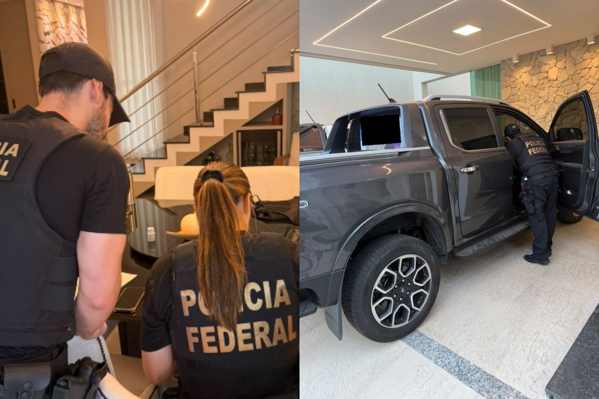 Viatura da Polícia Federal em operação que investiga supostos crimes eleitorais e financeiros em Manaus.