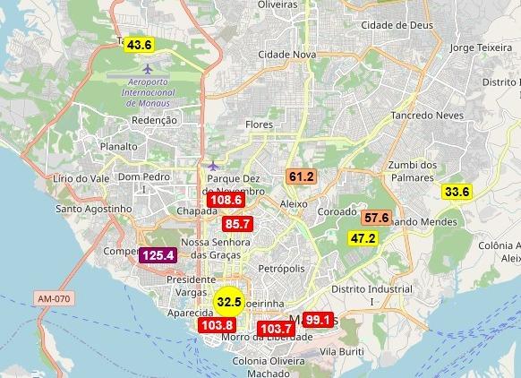Fumaça piora a qualidade do ar em Manaus nesta quinta-feira, com índice classificado como muito ruim.