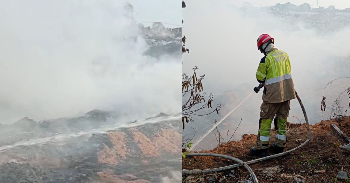 Incêndio Distrito Industrial com fumaça e equipes dos bombeiros atuando em Manaus.